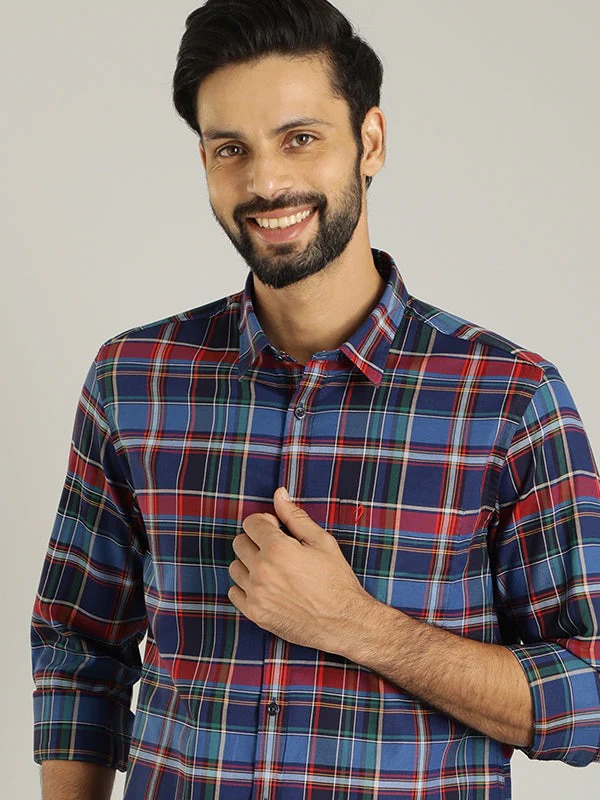 Indian Terrain Men's Slim Fit Full Sleeve Checkered Multicolor Shirt